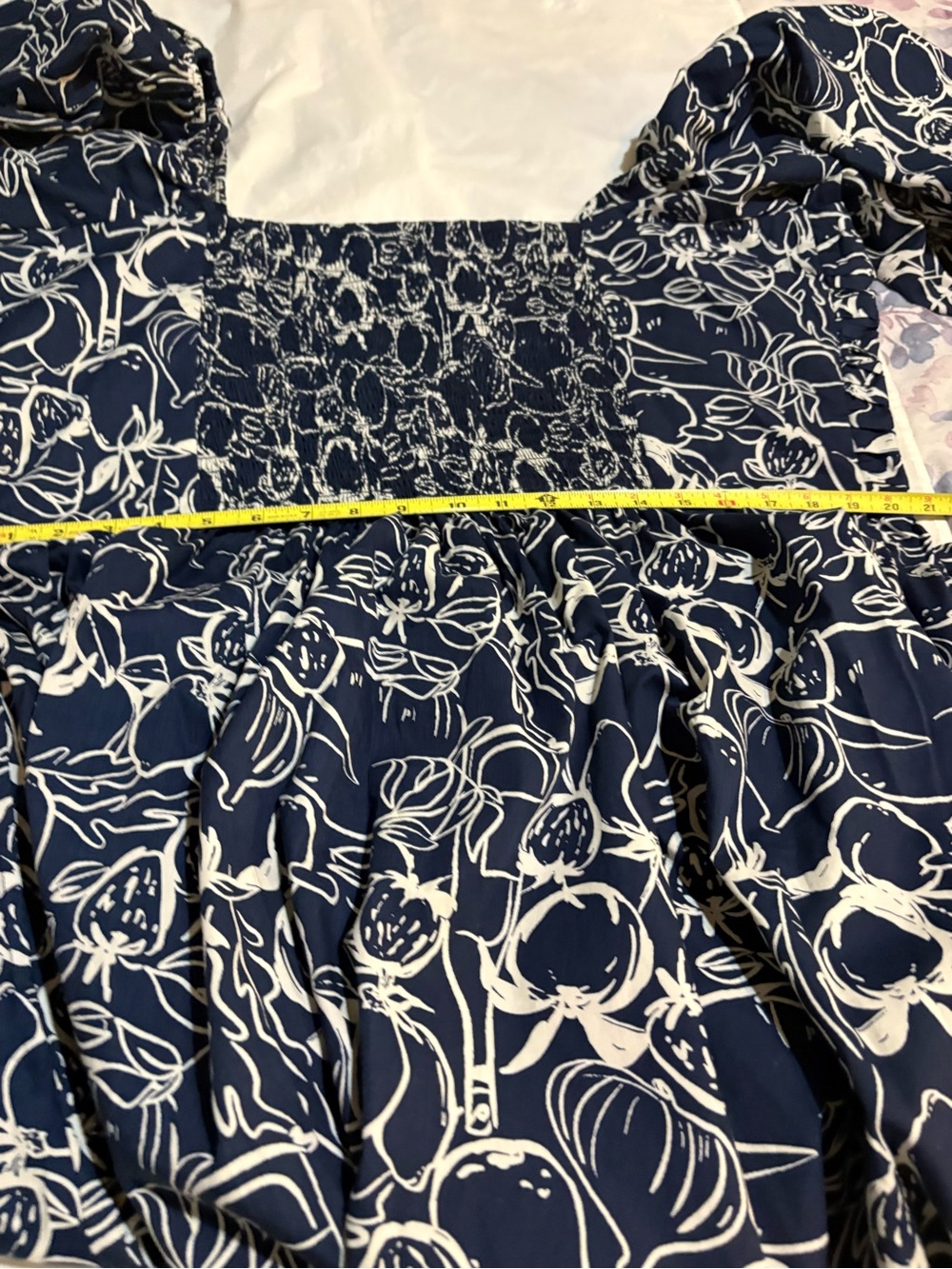 Abercrombie & Fitch Emerson Poplin Navy and White Floral Square-Neck Maxi Dress - Picture 12 of 13